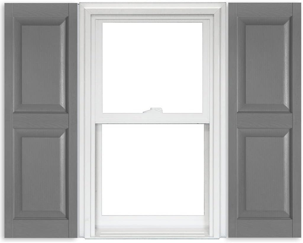 White Vinyl Raised Panel Shutters 15 Inch x 51 Inch Pack of 2 J982