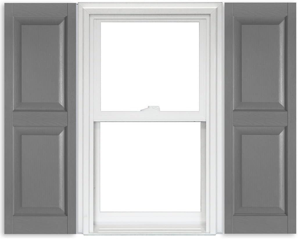 White Vinyl Raised Panel Shutters 15 Inch x 51 Inch Pack of 2 J982