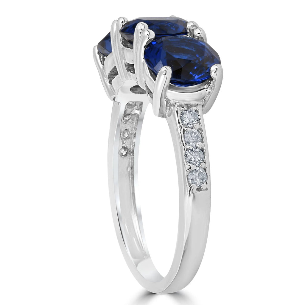 3 3/4ct Diamond & Synthetic Blue Sapphire Ring 10K White Gold O190