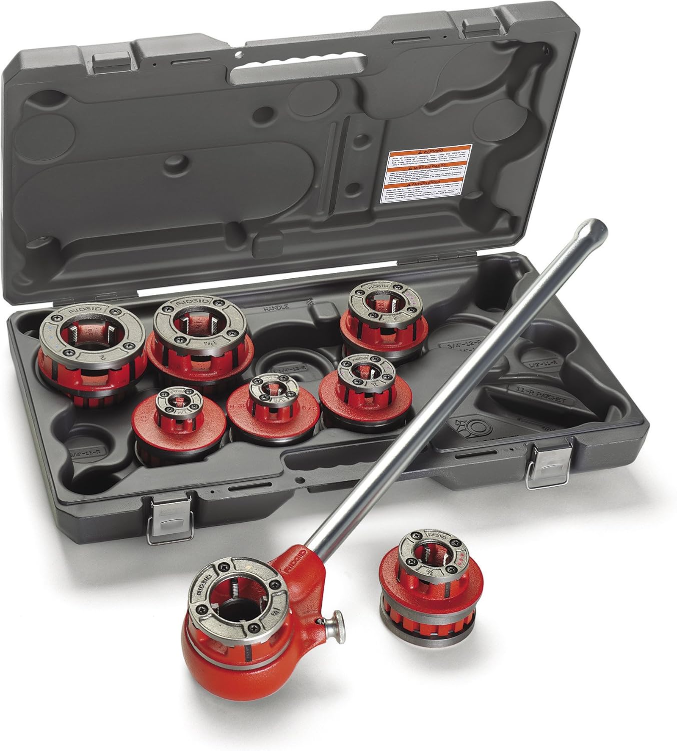 Ratchet Threader Set, 1/2-Inch to 1-1/4-Inch NPT Pipe Threading Dies and Manual Ratcheting Pipe Threader with Carrying Case L132