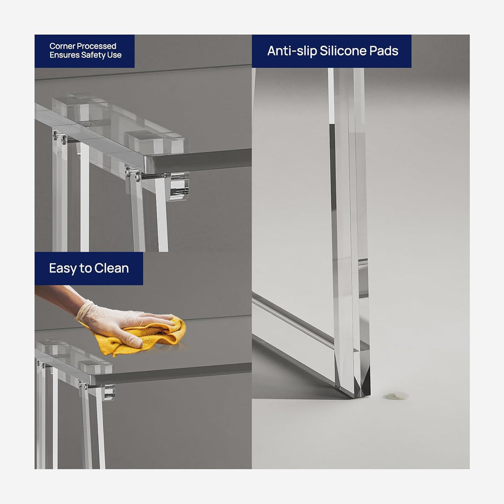 Clear Acrylic Desk 35.4 Inch with Trapezoid-shaped Legs M789