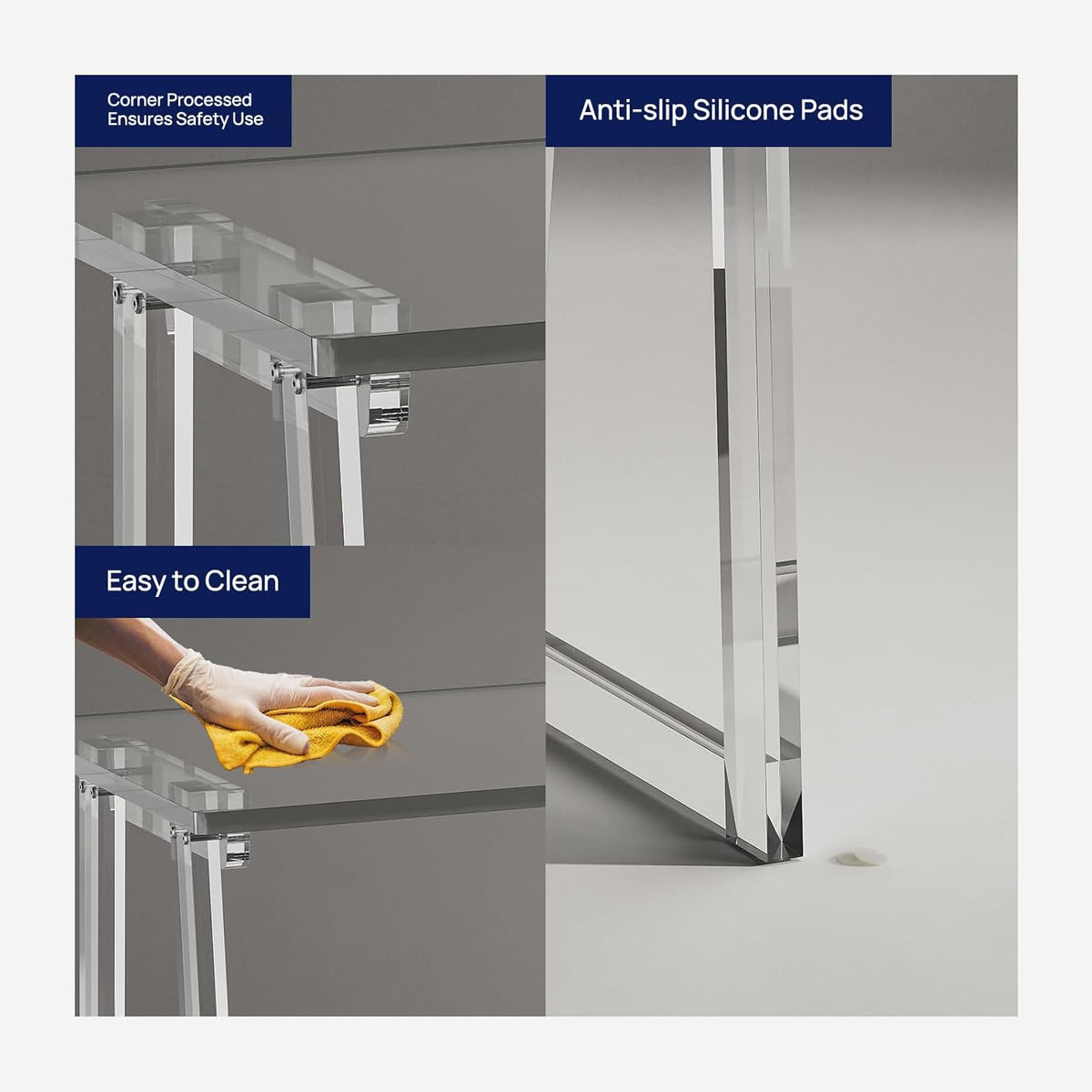 Clear Acrylic Desk 35.4 Inch with Trapezoid-shaped Legs M789