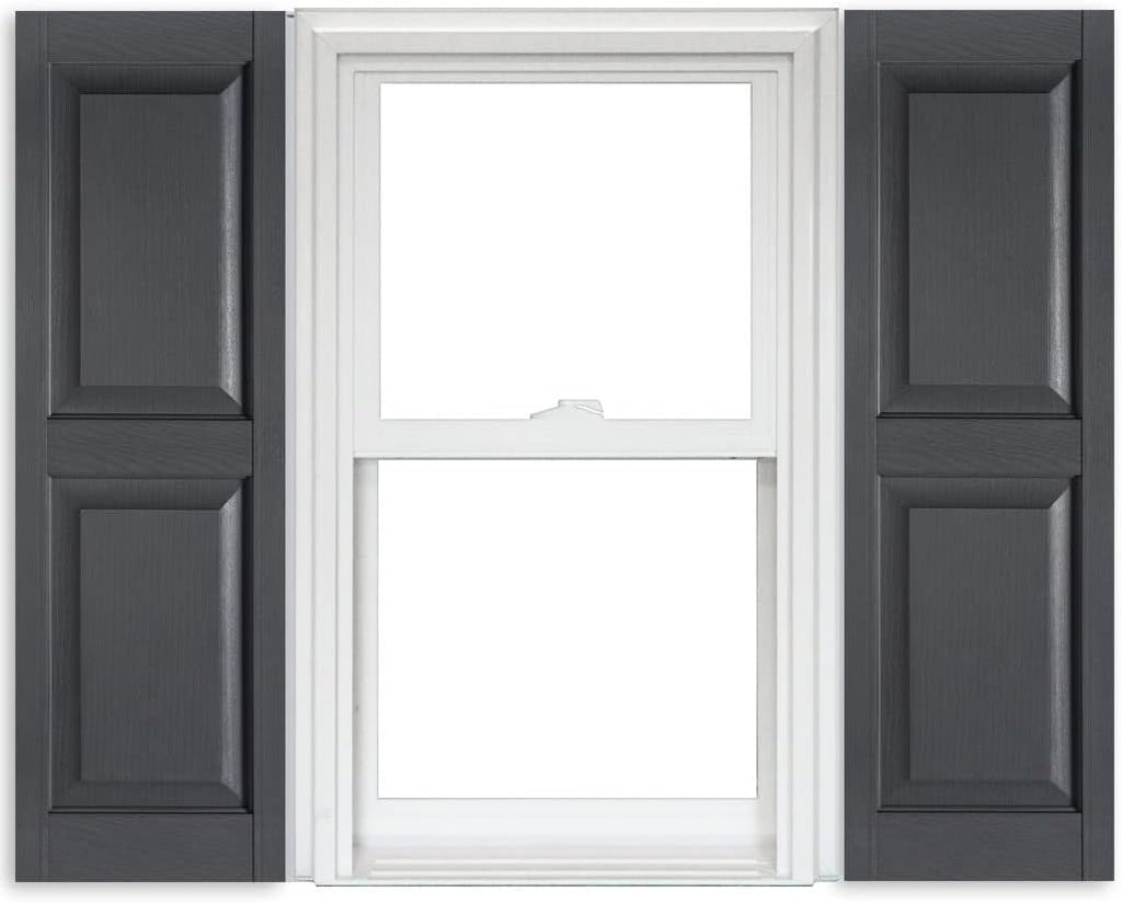 White Vinyl Raised Panel Shutters 15 Inch x 51 Inch Pack of 2 J982