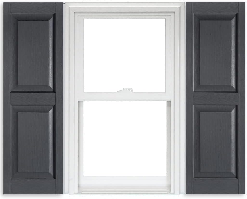 White Vinyl Raised Panel Shutters 15 Inch x 51 Inch Pack of 2 J982