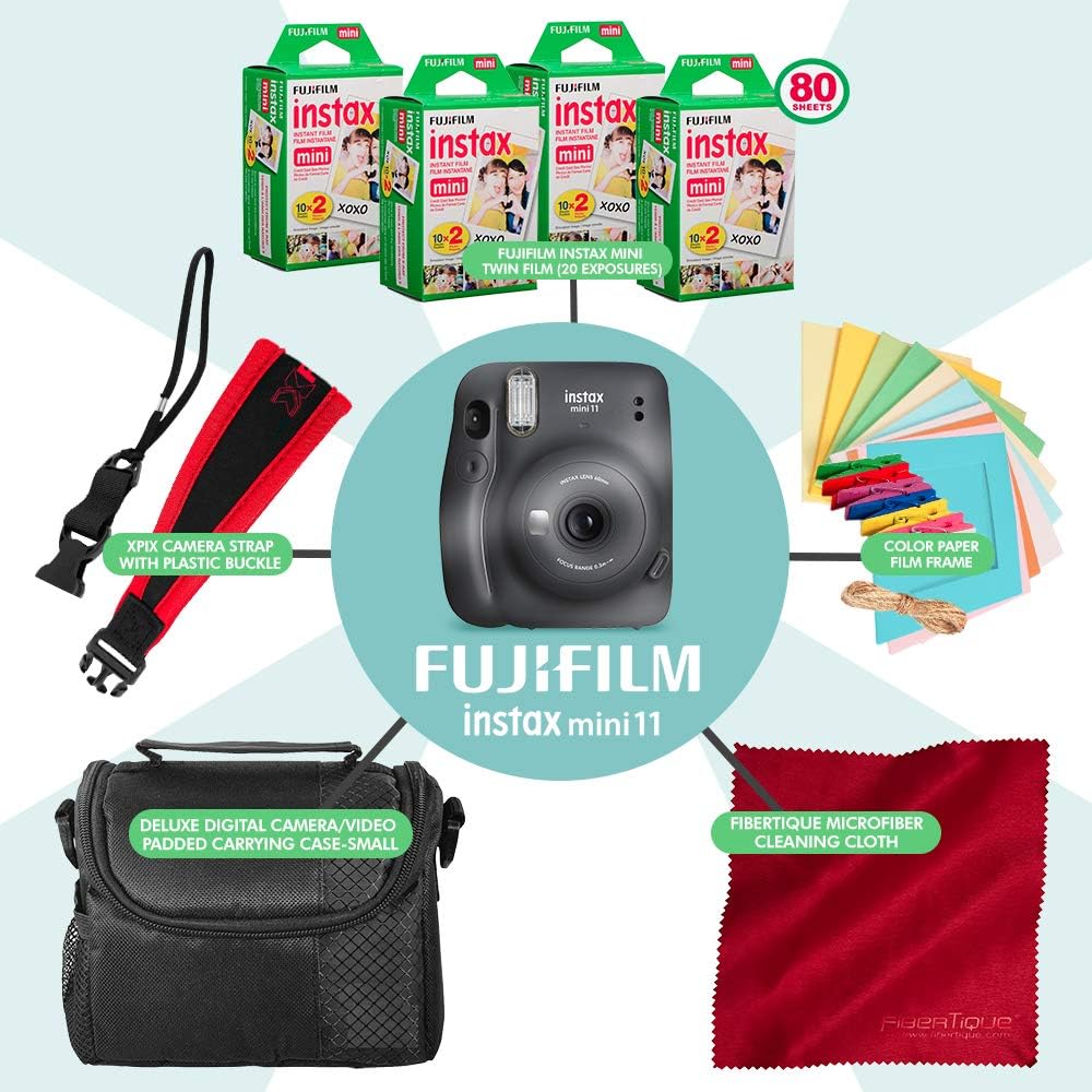 Charcoal Grey Instant Film Camera with 80 Exposures W8447