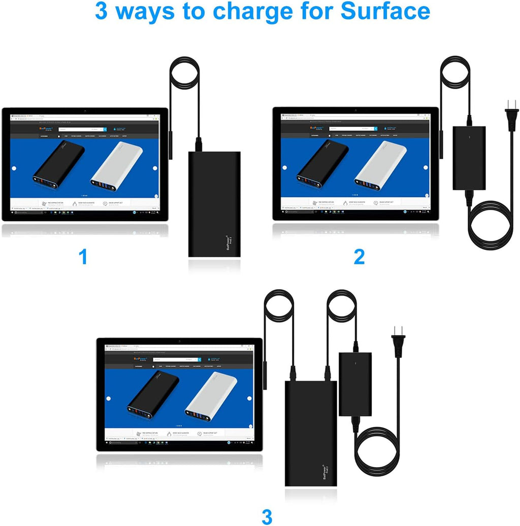 98Wh Portable Charger for Surface Pro X 8 7 6 5 4 3 2 RT Go Surface Book 3 2 1 Surface Laptop 4 3 2 1 S1548