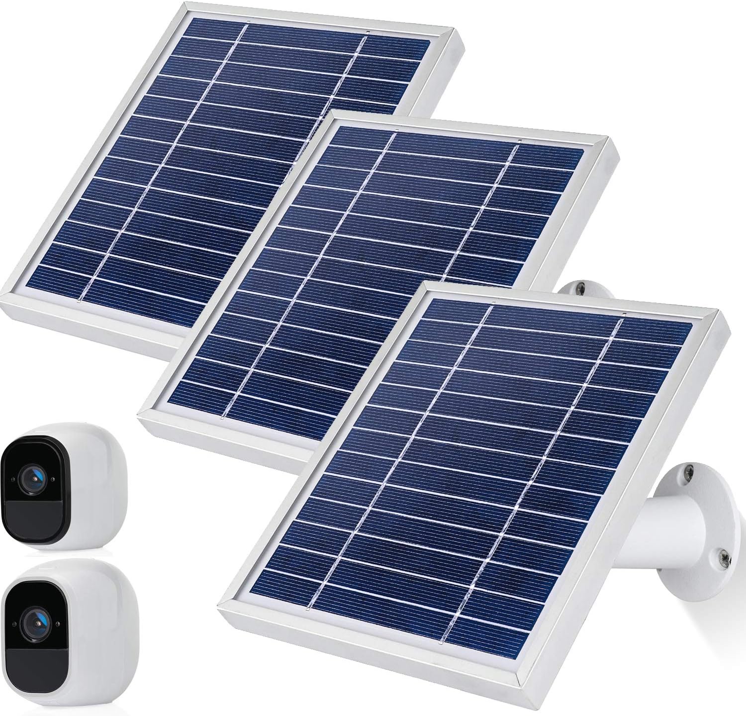 3 Pack Silver Solar Panel with 11.8feet Power Cable and Adjustable Mount H4085