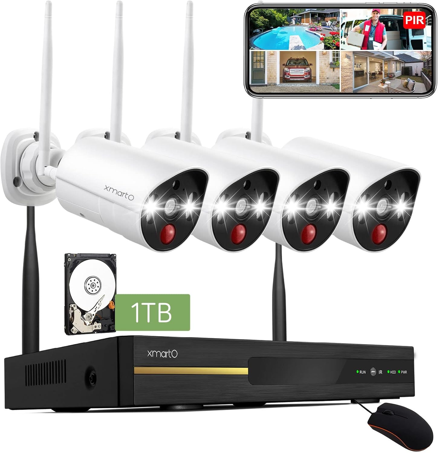 8CH 2K HD Wireless Security Camera System with Color Night Vision and 1TB HDD G2224