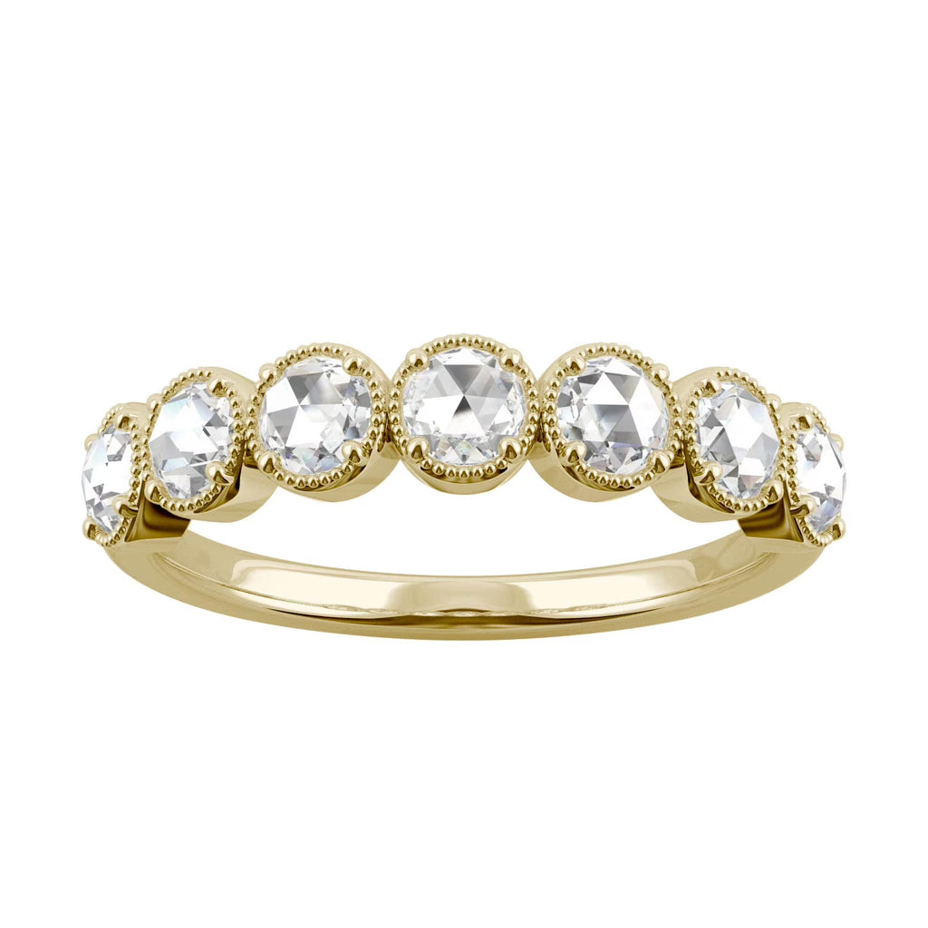 14K Yellow Gold 3mm Round Rose Cut Moissanite Wedding Band Size 6 A958172