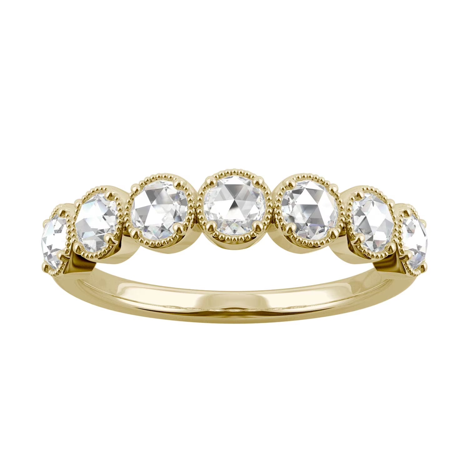 14K Yellow Gold 3mm Round Rose Cut Moissanite Wedding Band Size 6 A958172