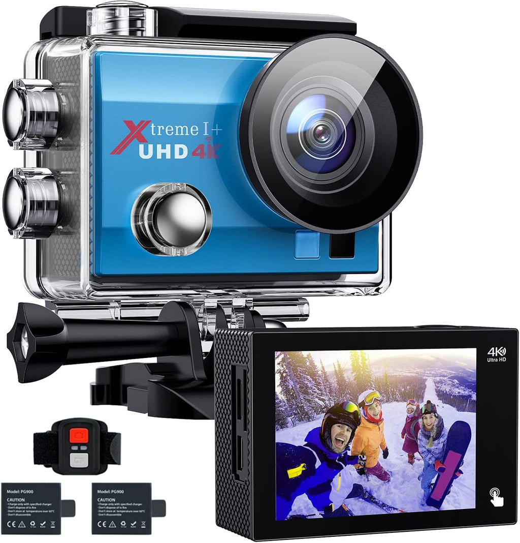 4K 20MP Waterproof Action Camera with Dual Microphone and 2 Batteries E709