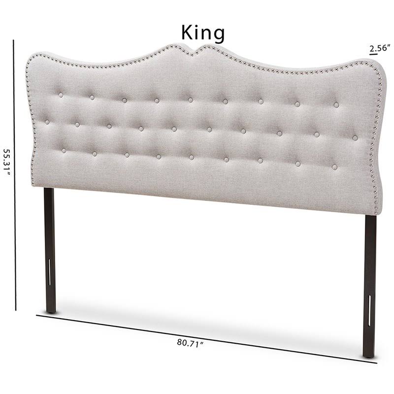 Tufted King Panel Headboard in Grayish Beige Q57177