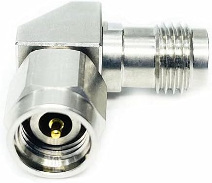 2.4 mm Female to 2.92 mm Male Right Angle Microwave Adapter, DC to 40 GHz, 50 Ohm, Stainless Steel Body R2918