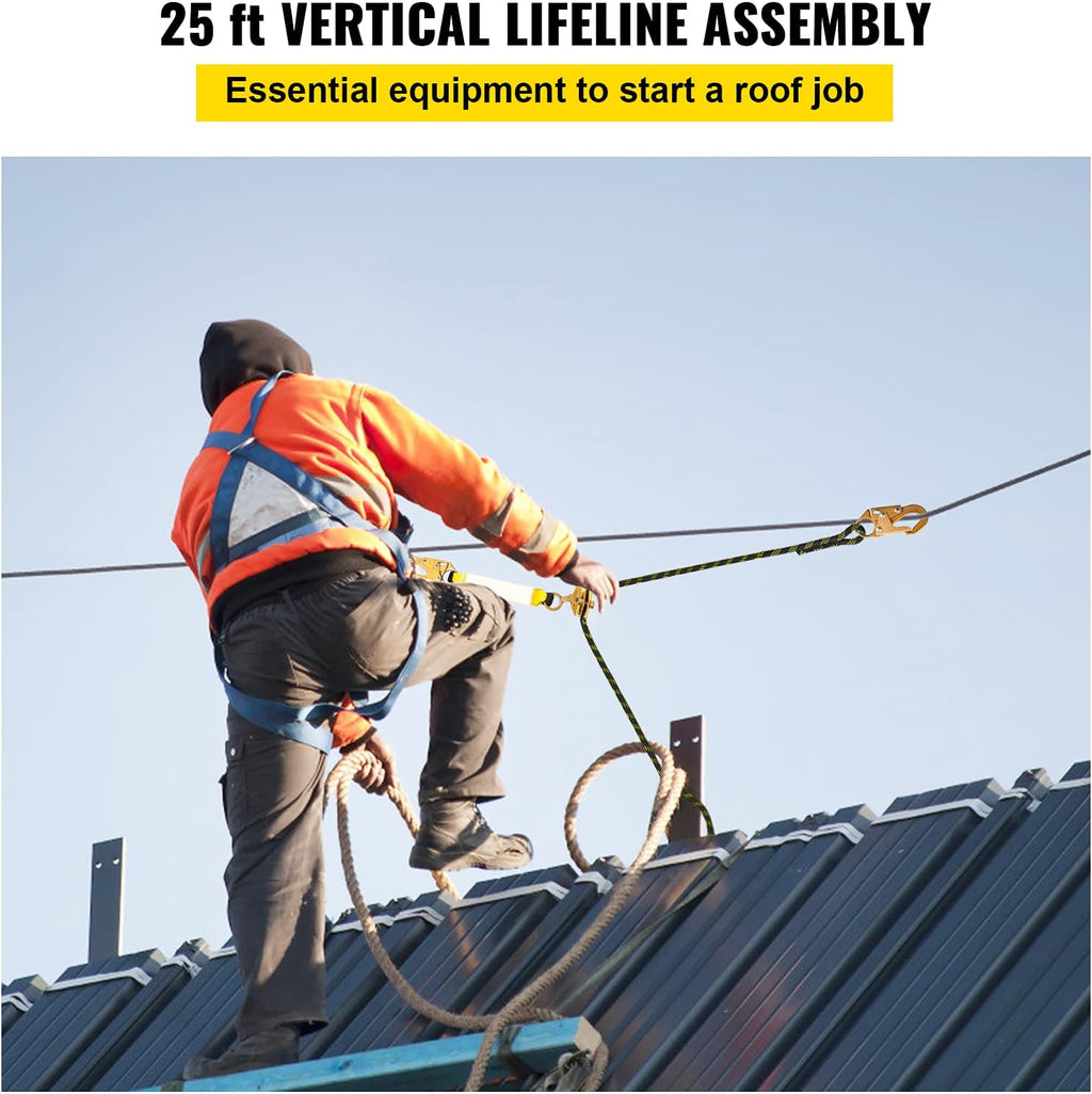 25 ft Fall Protection Rope with Alloy Steel Rope Grab O2462