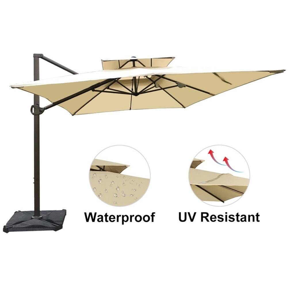Brown Cantilever Umbrella with Cross Base X740283