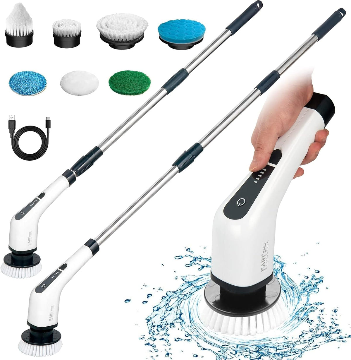 Cordless Electric Spin Scrubber with 7 Replaceable Brush Heads O904