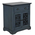 Antique Navy Retro Storage Cabinet with Doors and Wood Drawer Y612716