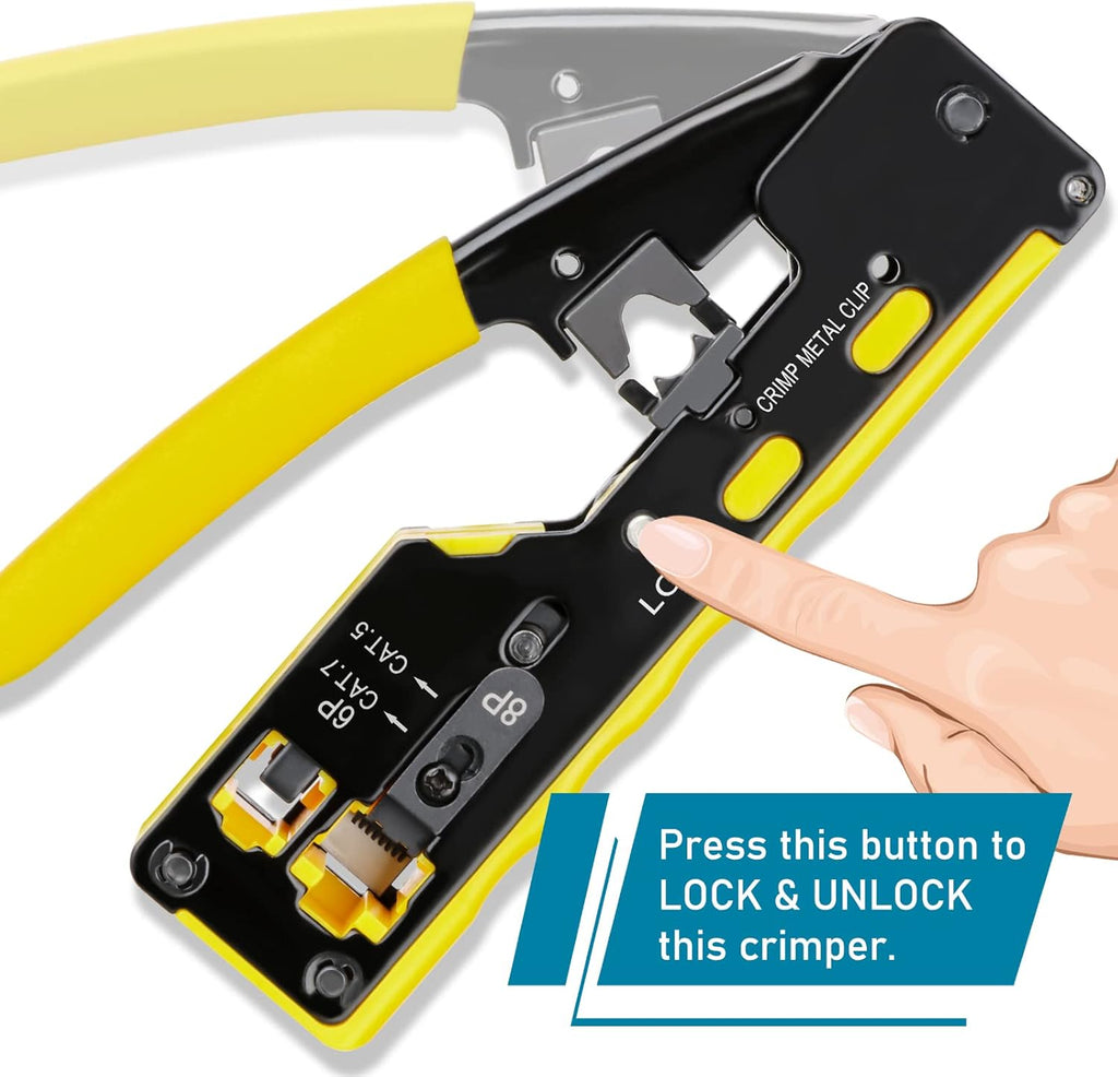 RJ45 Crimp Tool Kit Pass Thru Ethernet Crimping Tool Set for 8P8C Modular Connectors B6635