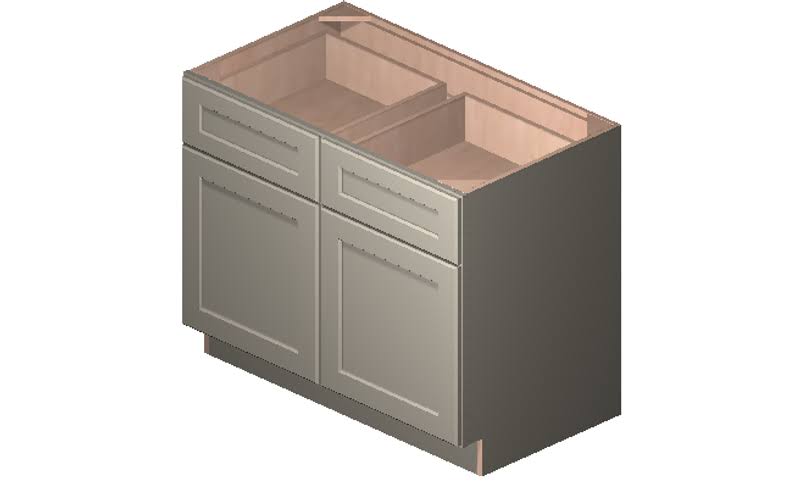 2 Doors 2 Drawers 1 Shelf Base Cabinet High-Density Fiberboard Y4302