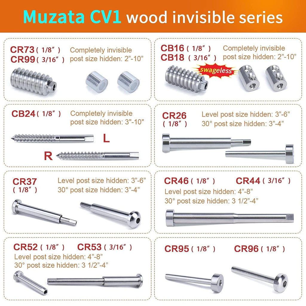40Pair Invisible Cable Railing Kit T316 Stainless Steel X9963