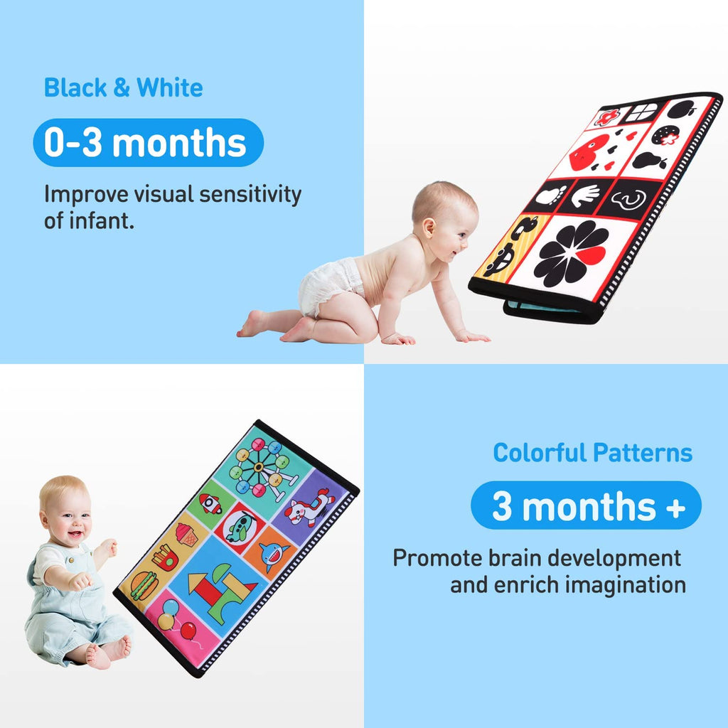 High Contrast Activity Tummy Time Mirror Toy with Cloth Book W41933