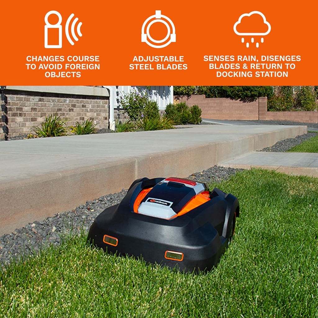Robot Lawn Mower with 9.5-inch Cutting Width, Brushless Motor O75017