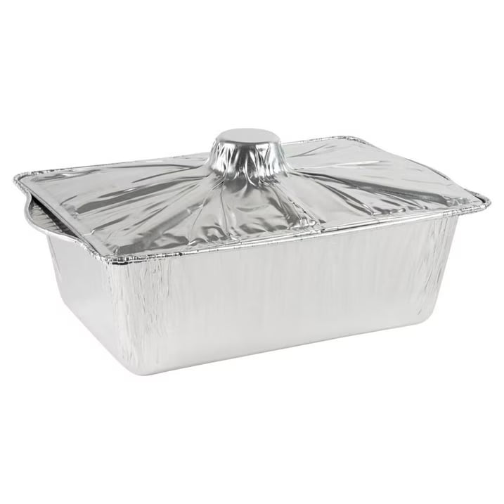 12 CT Disposable Aluminum Rectangle Pots with Lids O754