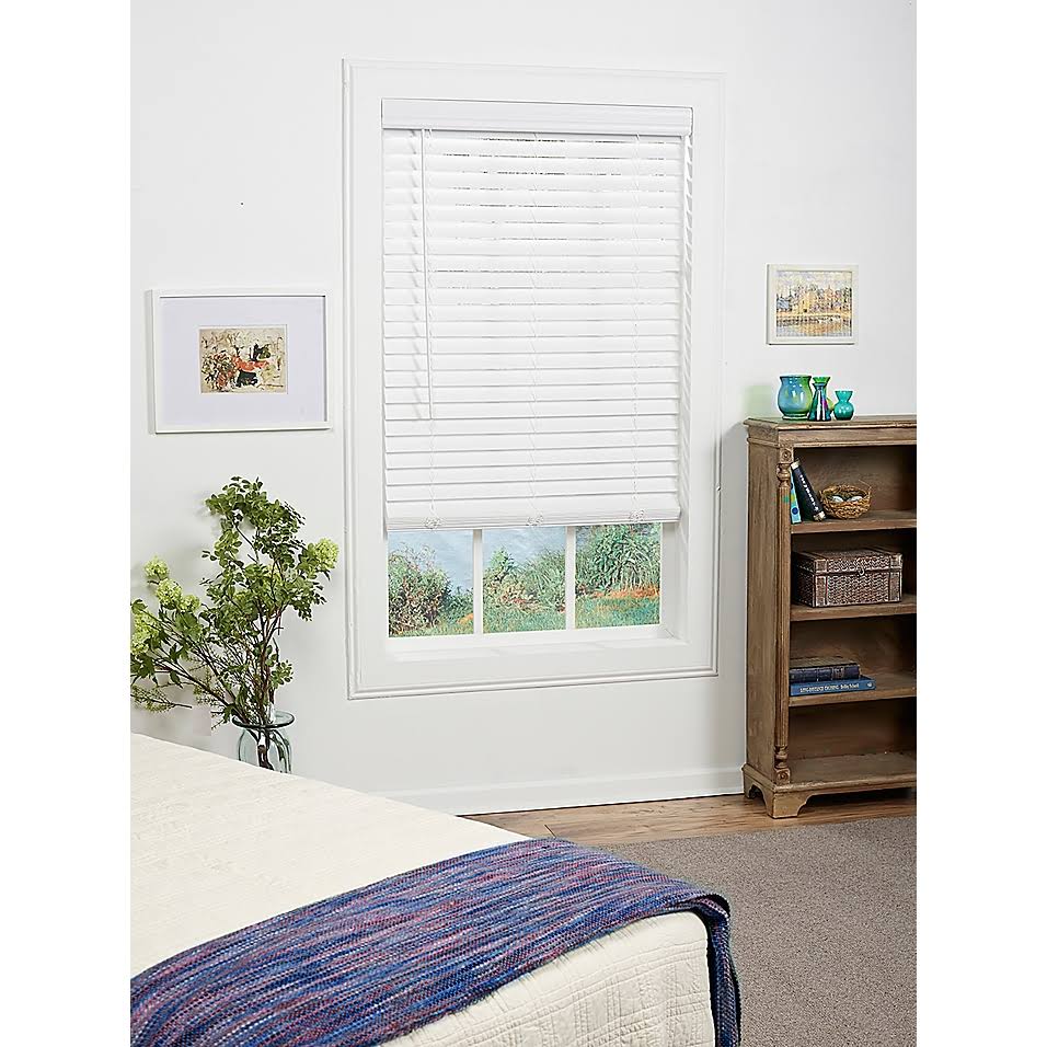 White Cordless Faux Wood Blind A450