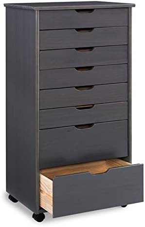 Gray Wood Rolling Storage Cart E149