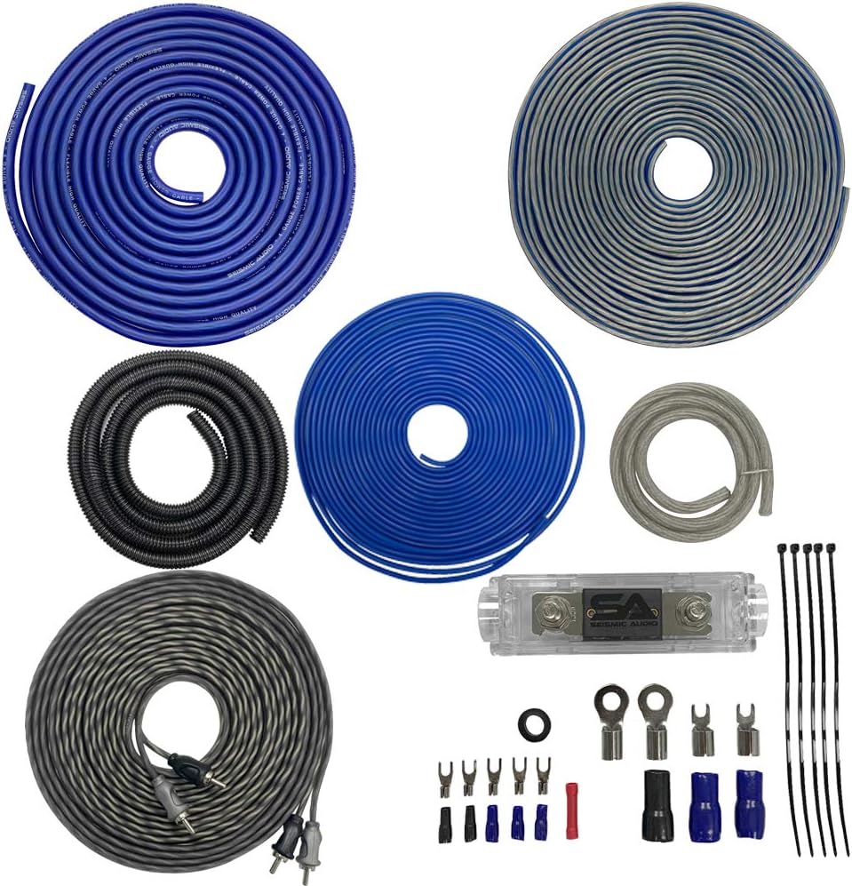 Pair of 8 Inch 1000 Watt Dual 4 Ohm Car Audio Subwoofer Package with Amplifier & Cables S105121
