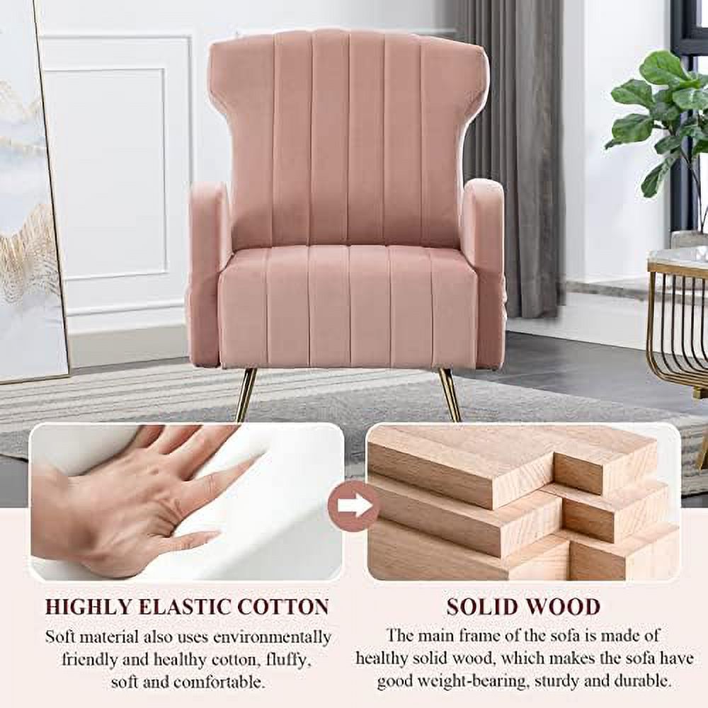 Emerald Velvet Wing Back Accent Chair with Metal Gold Legs V3892