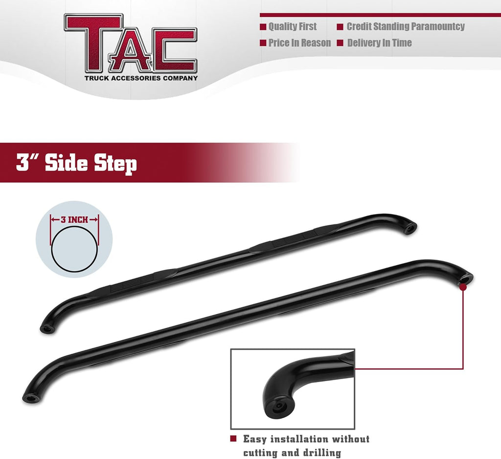 3 Black Side Step Nerf Bars Running Boards 2Pcs Z56103