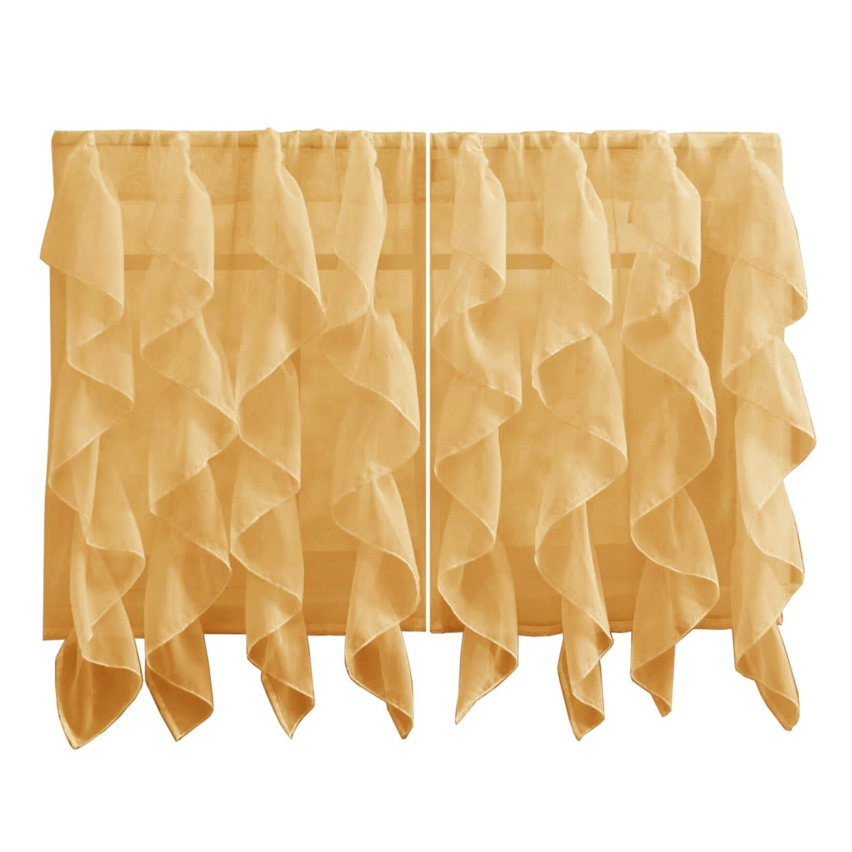 Camel Vertical Ruffled Waterfall Valance and Curtain Tiers 36" tier pair U202492