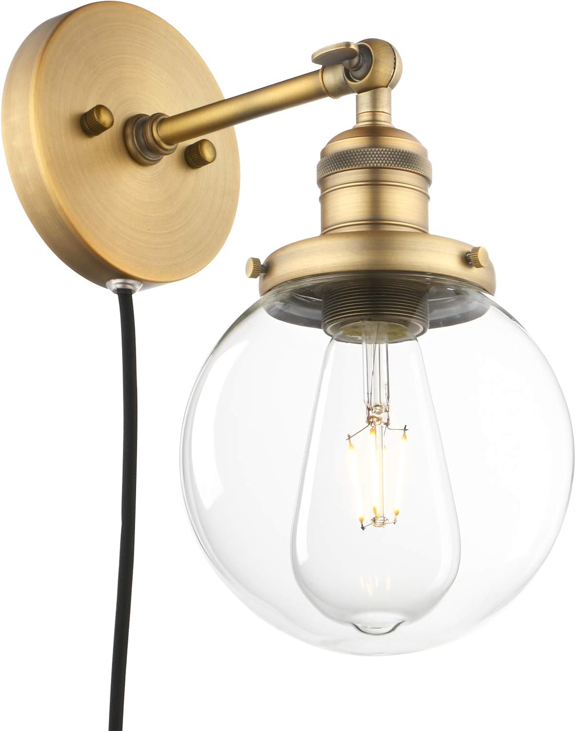 Matte Black Plug in Sconce with Glass Canopy X38259