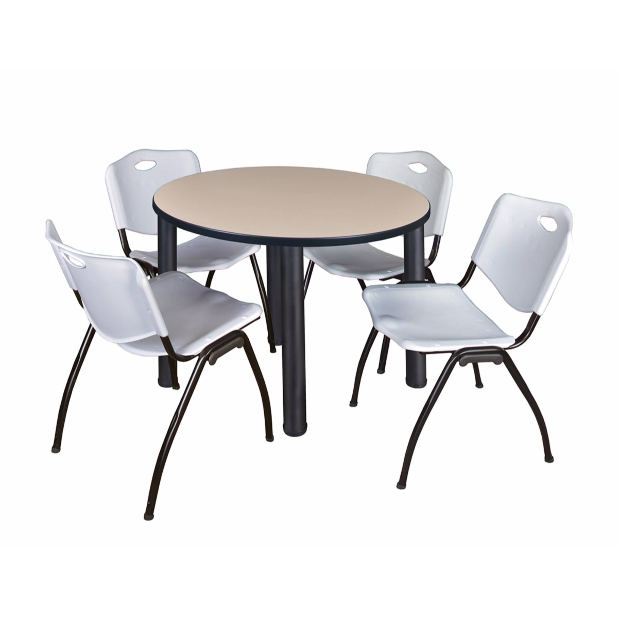 Round Breakroom Table with 4 Stack Chairs K82408