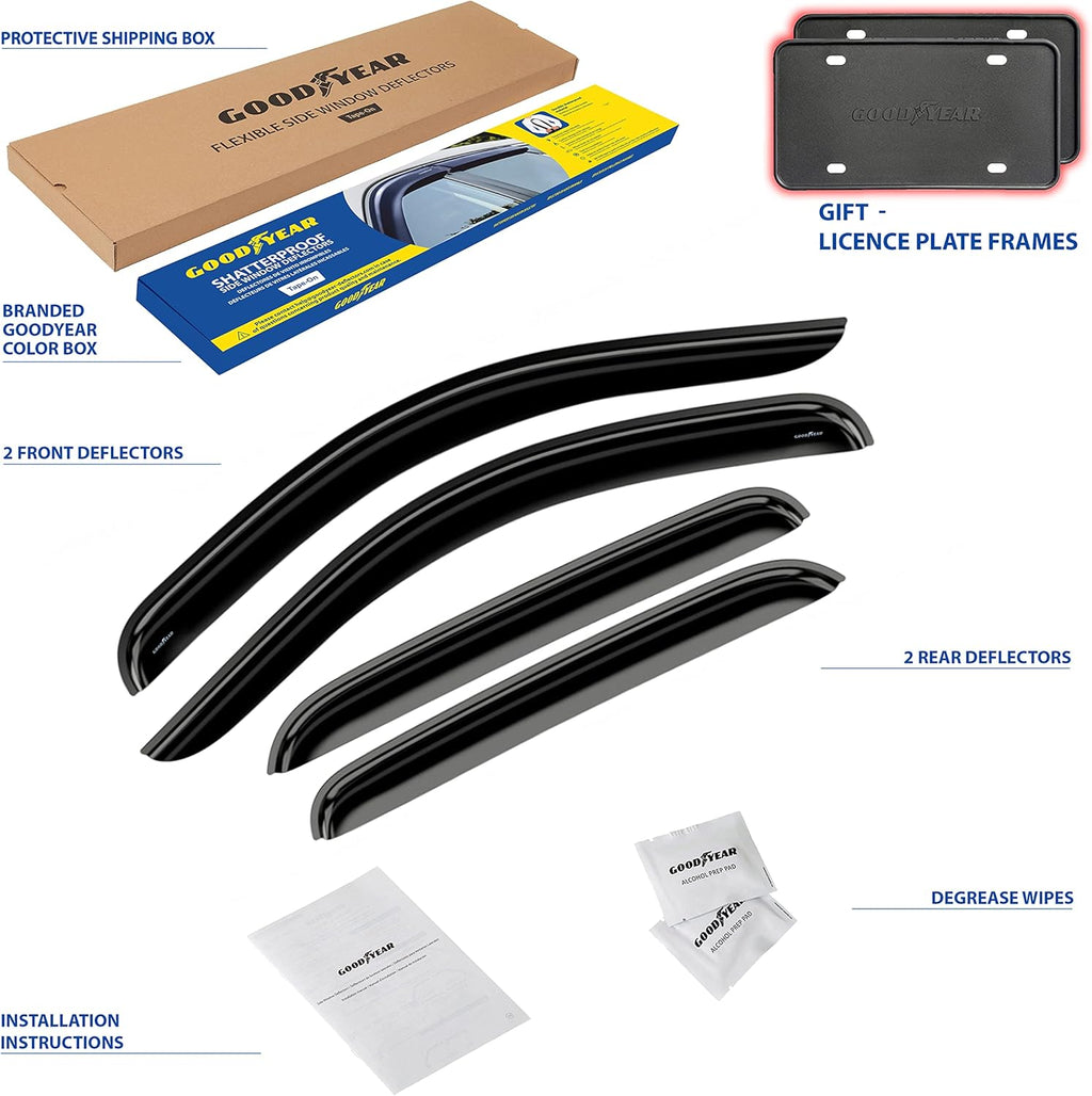 Shatterproof Tape-on Window Deflectors 4 pcs Q16393