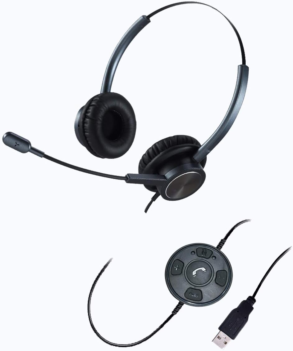 USB Headset with Noise Cancelling Microphone, Mono PC Headset with Busy Light Indicator X464