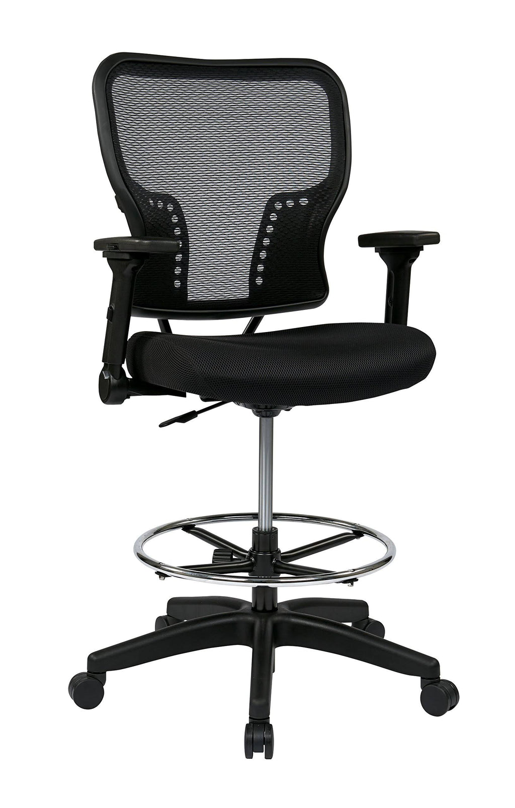 Deluxe AirGrid Back Padded Mesh Seat with Pneumatic Seat Height Adjustment and 4-Way Adjustable Flip Arms O166
