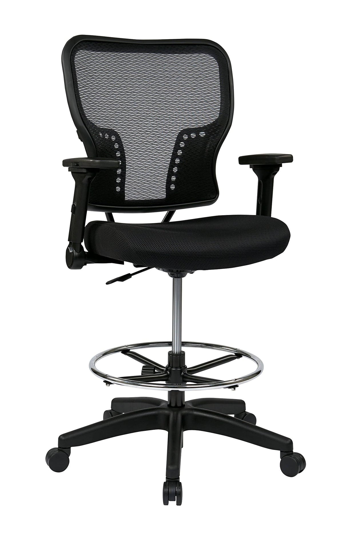 Deluxe AirGrid Back Padded Mesh Seat with Pneumatic Seat Height Adjustment and 4-Way Adjustable Flip Arms O166