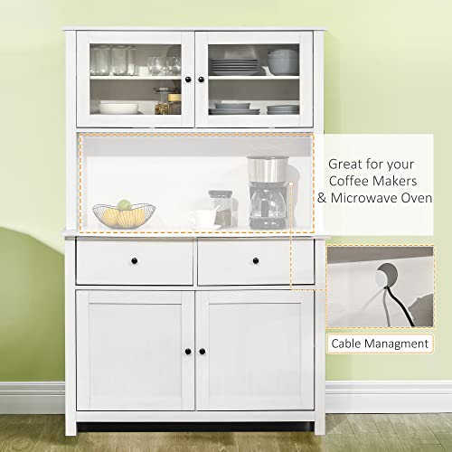 Antique White Kitchen Buffet with Hutch E837