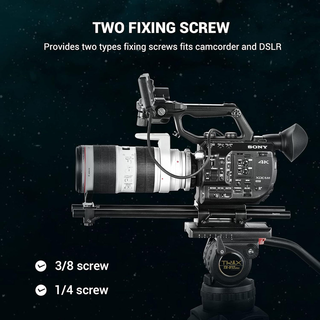 Camera Tripod Mounting Baseplate with 15mm Rod Clamp Rail Block Q405