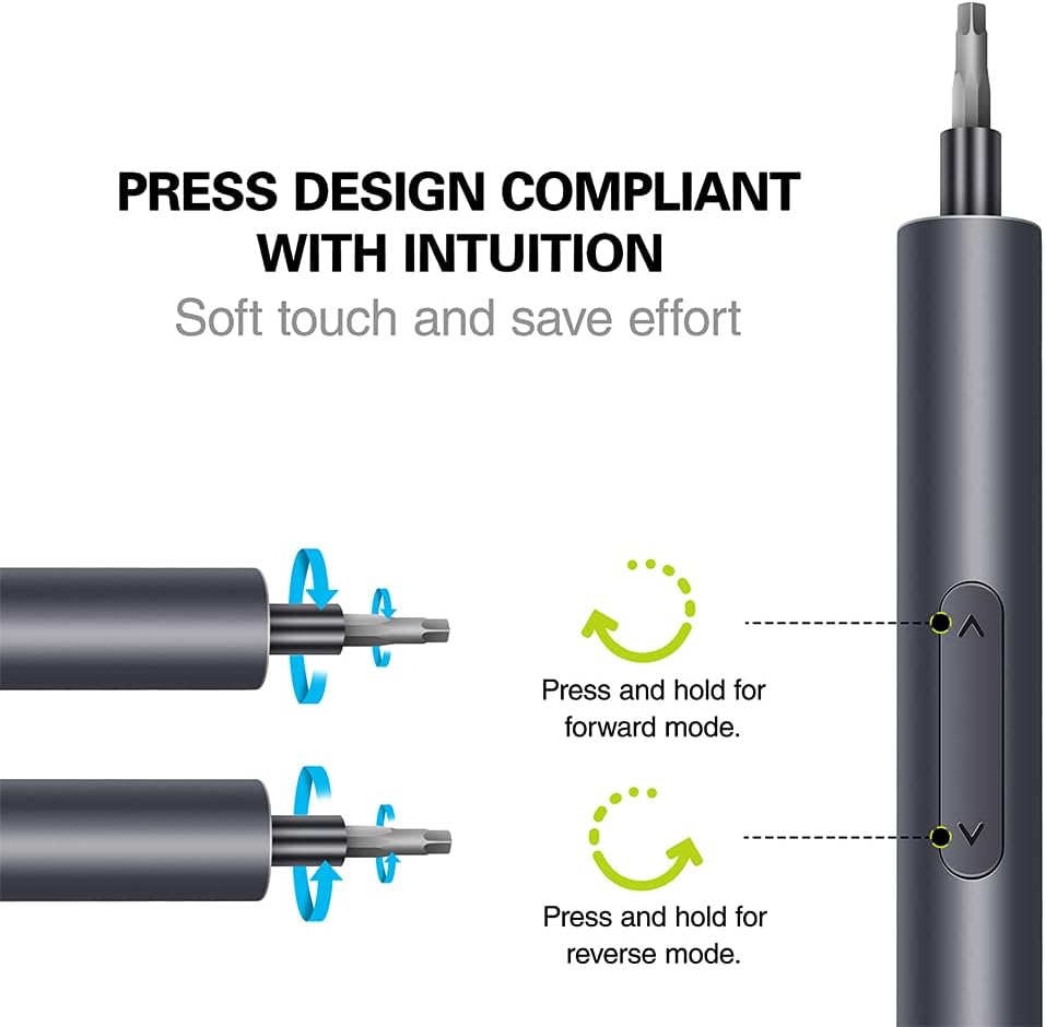 Mini Electric Screwdriver with 60 Magnetic Precision Bits, 3.7V Rechargeable N219