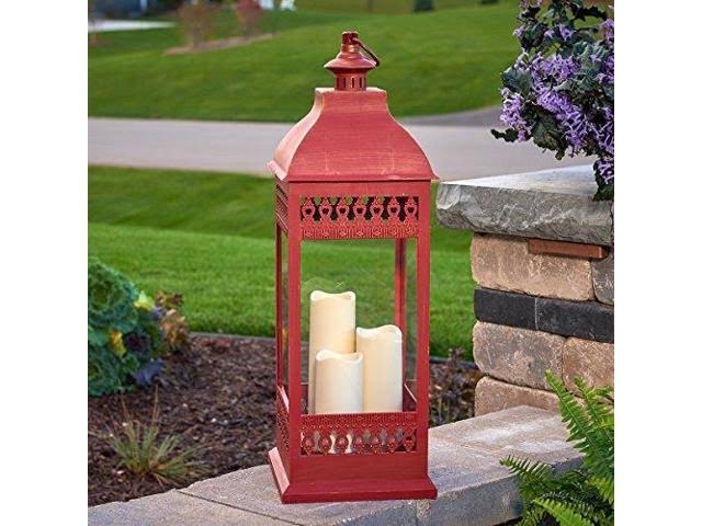 Red Triple LED Candle Lantern L824888