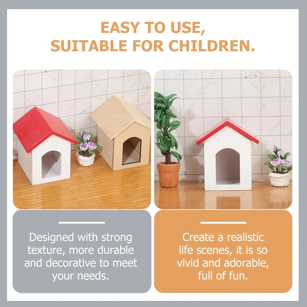 Wooden Hut Cage Model House Furniture Accessory X60299