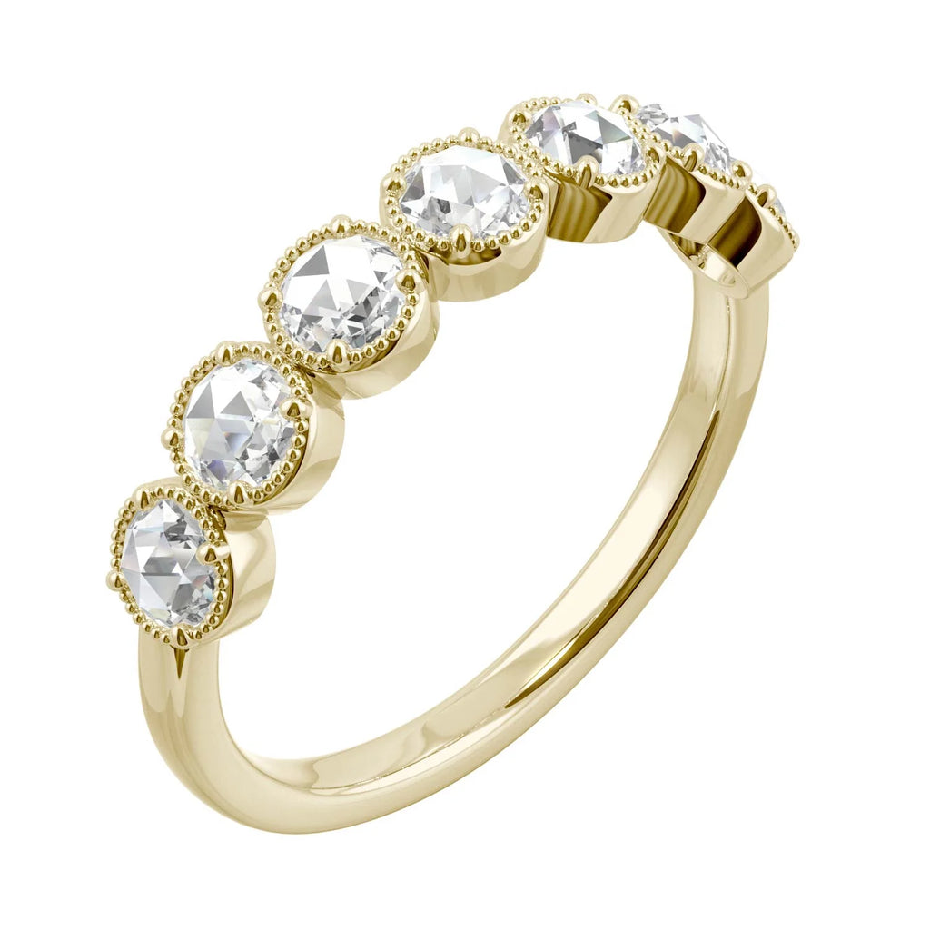 14K Yellow Gold 3mm Round Rose Cut Moissanite Wedding Band Size 6 A958172