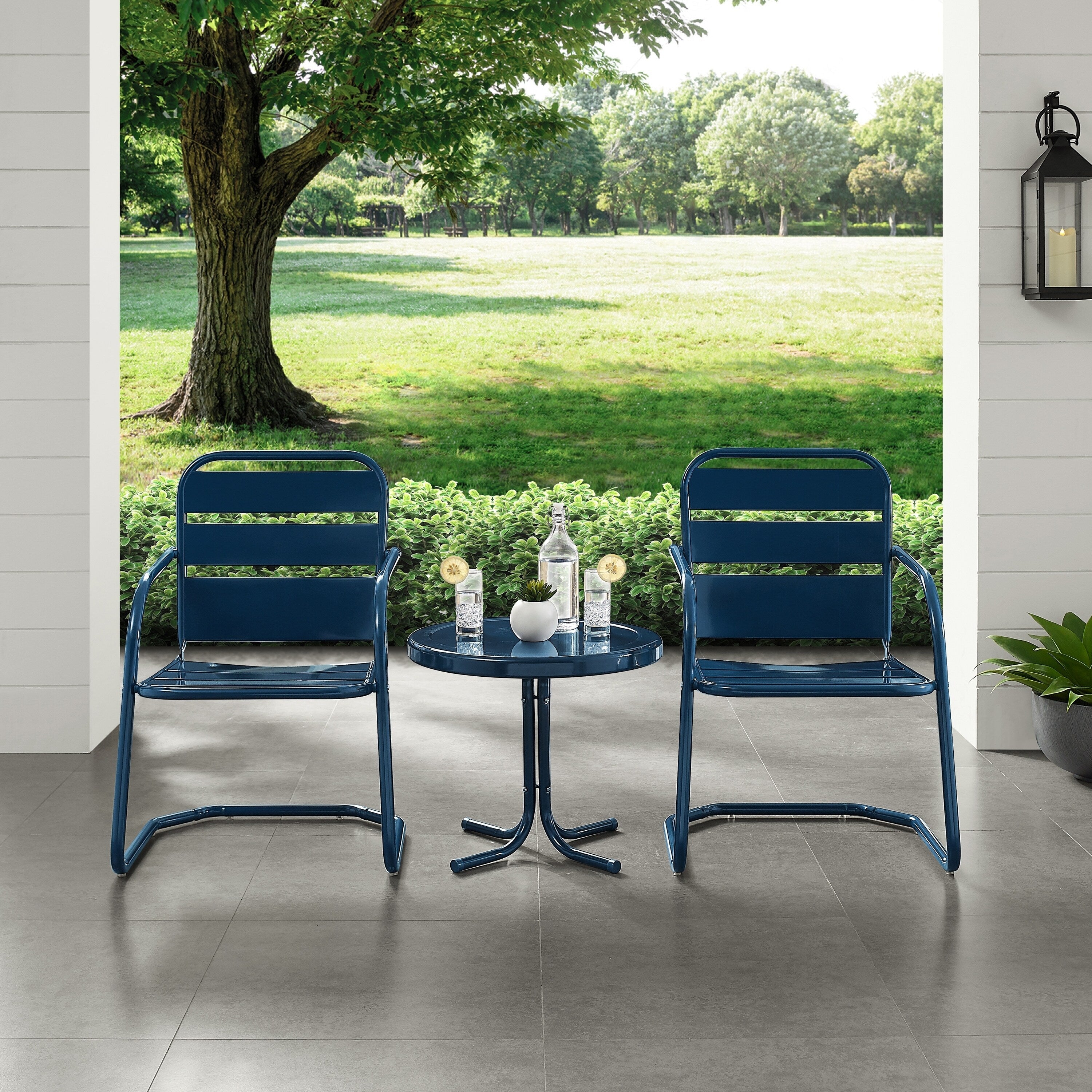 3pc Outdoor Metal Armchair Set D574