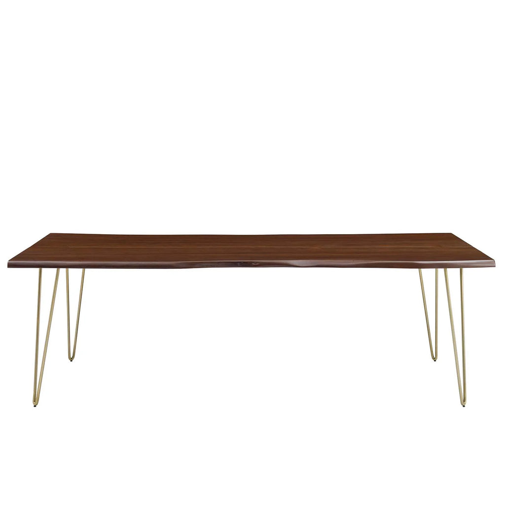 96" Live Edge Acacia Wood Dining Table in Gold Walnut M668