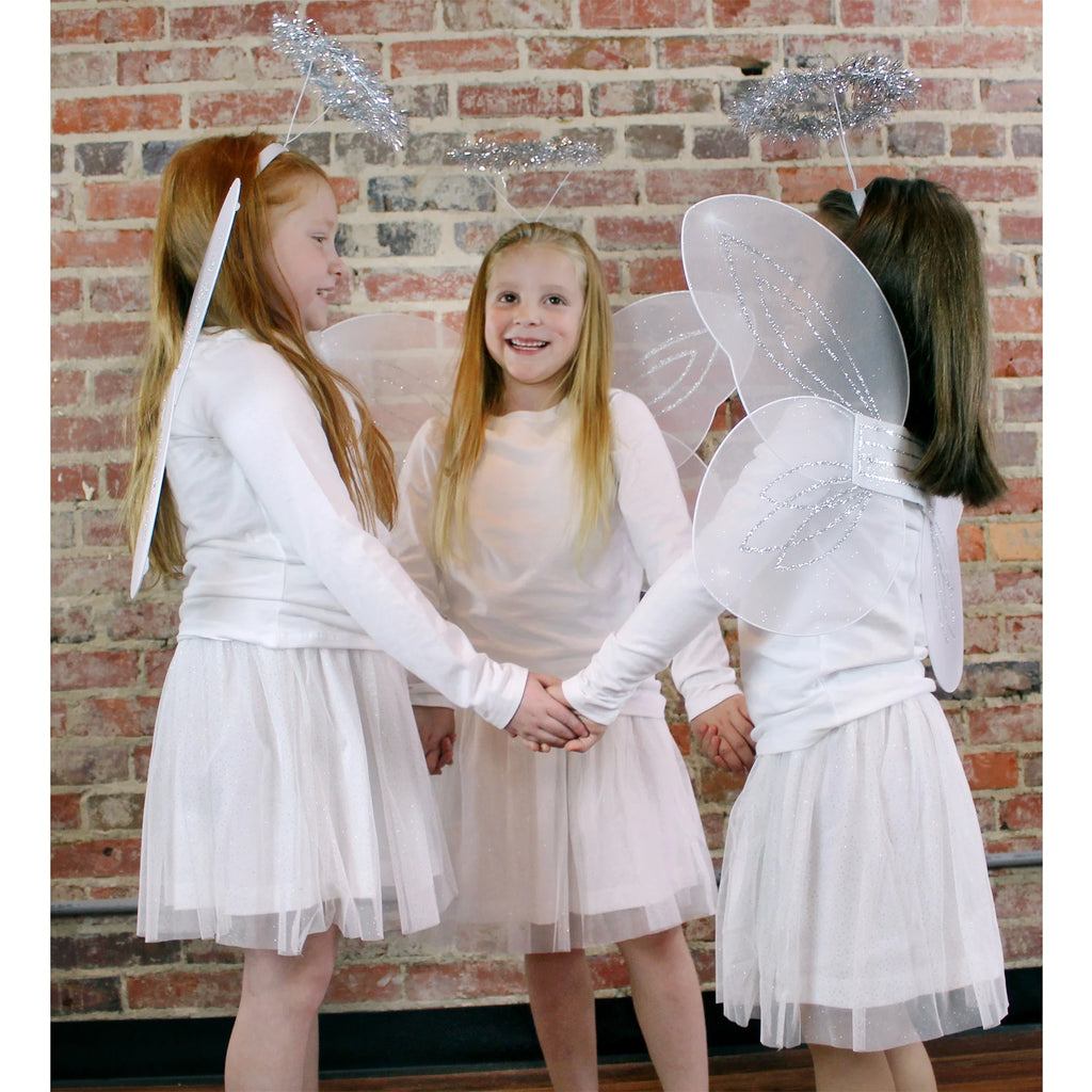 White and Silver Angel Wings and Halos Costume Set I2308