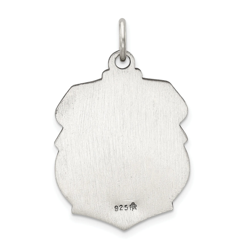 Antiqued St. Michael Badge Medal Pendant with Sterling Silver Rope Chain Necklace 18'' Z23872