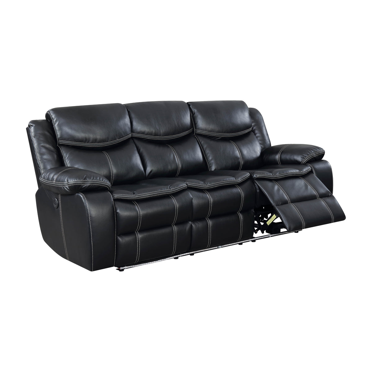 2-Piece Power Recliner Sofa and Loveseat Set in Black Faux Leather X913584